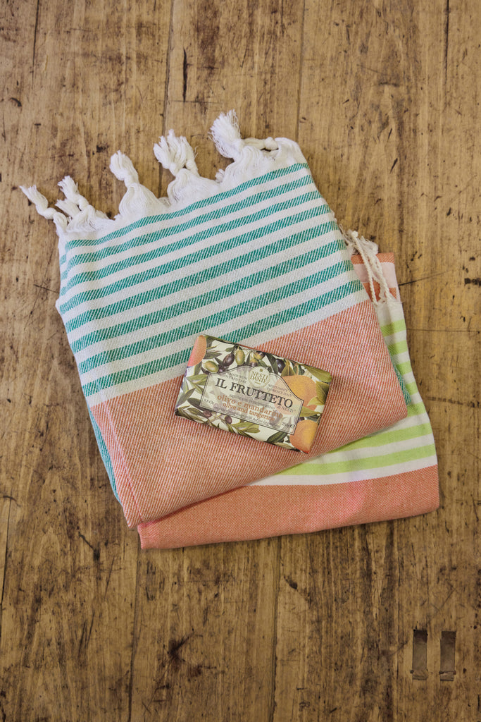 Green Stripe & Peach