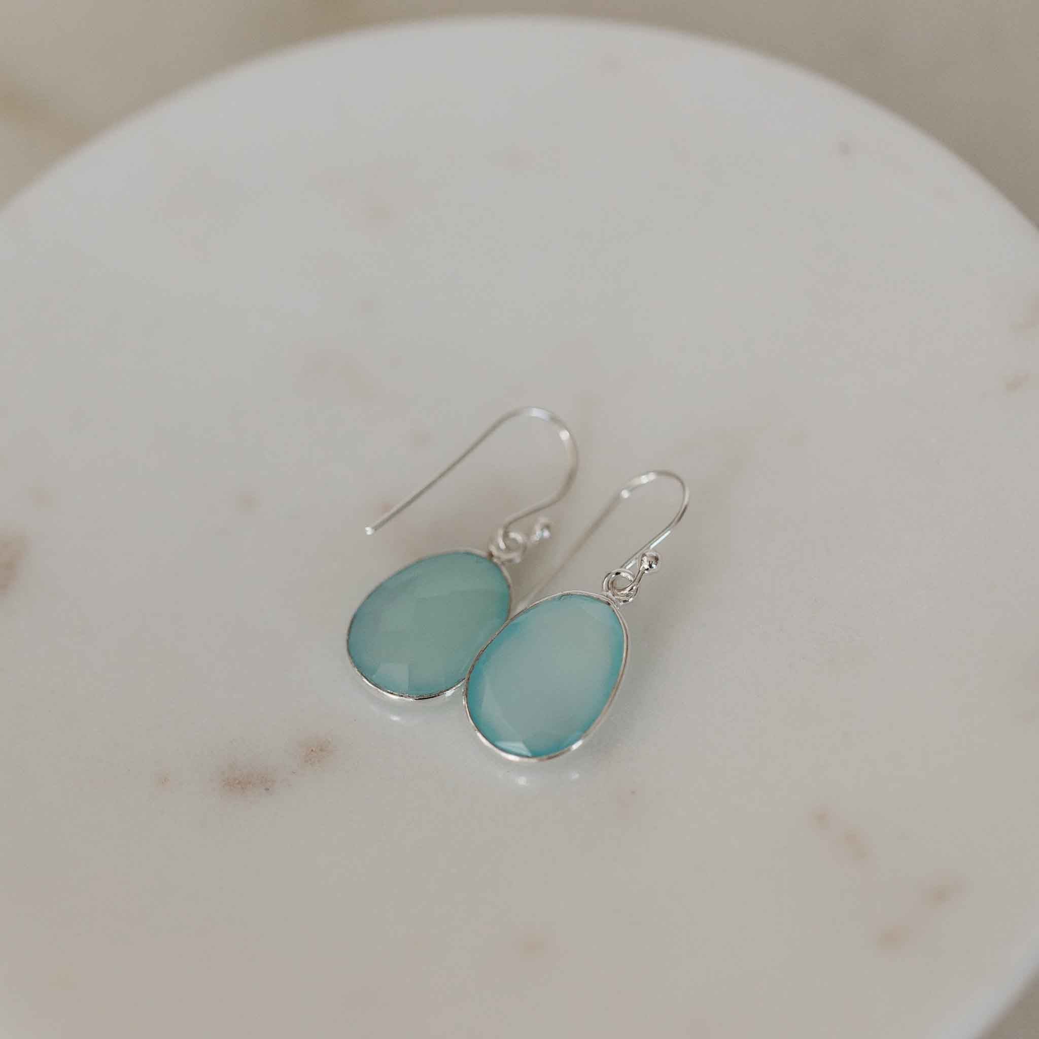 Aqua chalcedony clearance earrings